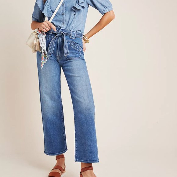 MOTHER Denim - MOTHER The Rambler Tie Patch Ultra High-Rise Jeans 28
